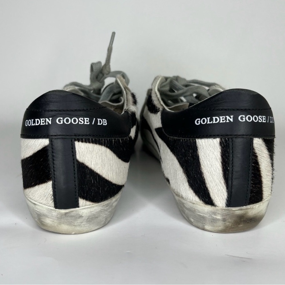 Authentic Golden Goose superstar sneakers size 38 zebra print silver star - Picture 4 of 11